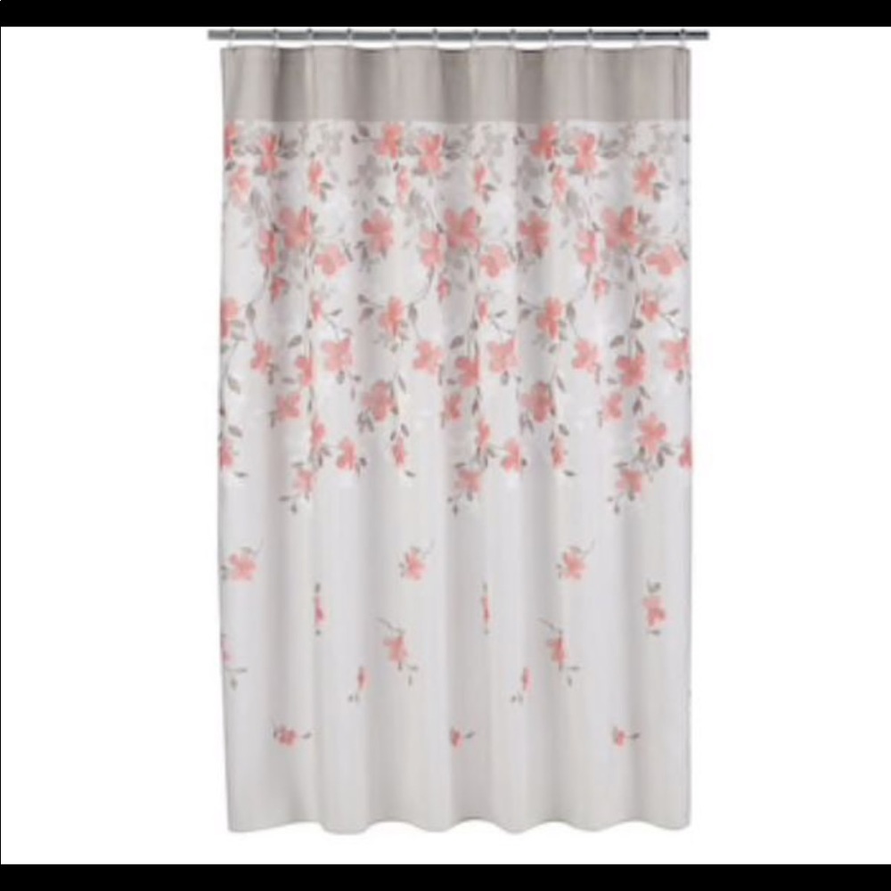 Coral Garden Floral Fabric Shower Curtain